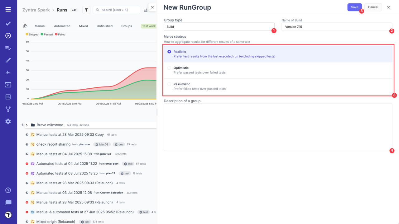 Testomat.io - New RunGroup screen