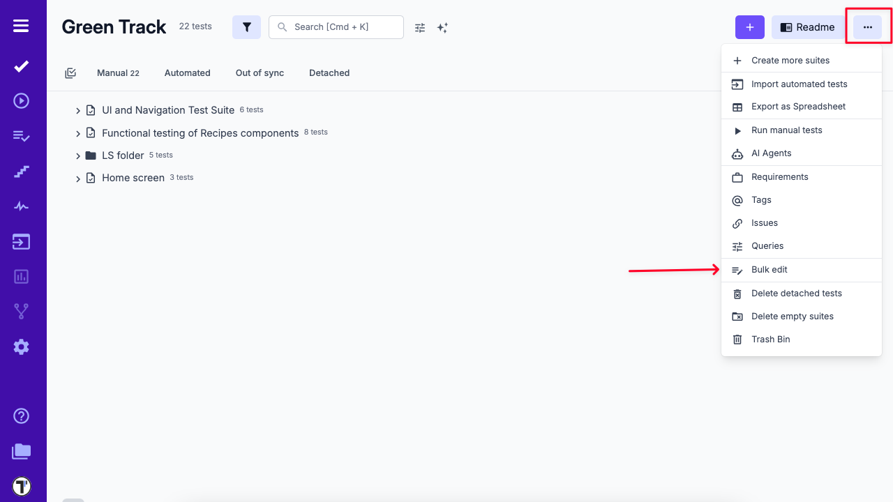 How to enable bulk edit in Testomat.io interface